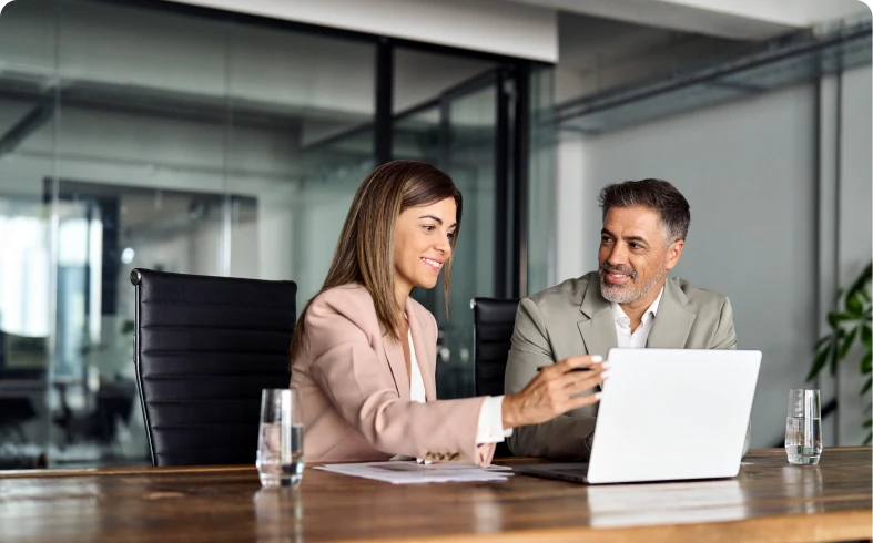Professionals collaborating on a project
